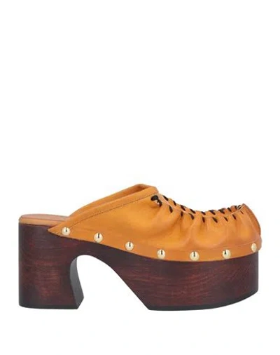 Marni Woman Mules & Clogs Tan Size 7 Soft Leather In Mandarin