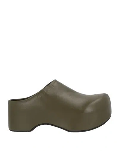 Marni Woman Mules & Clogs Military Green Size 8 Ovine Leather In Multi