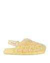 Marni Shearling And Leather Mules In Pineapple