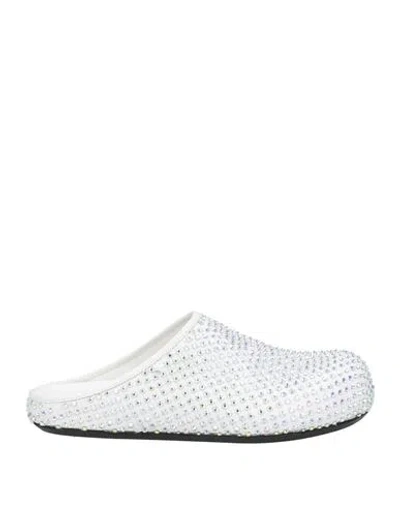 MARNI MARNI WOMAN MULES & CLOGS WHITE SIZE 8 TEXTILE FIBERS, LEATHER