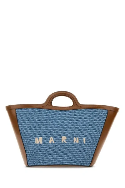 Marni Woman Multicolor Leather And Raffia Small Tropicalia Summer Handbag