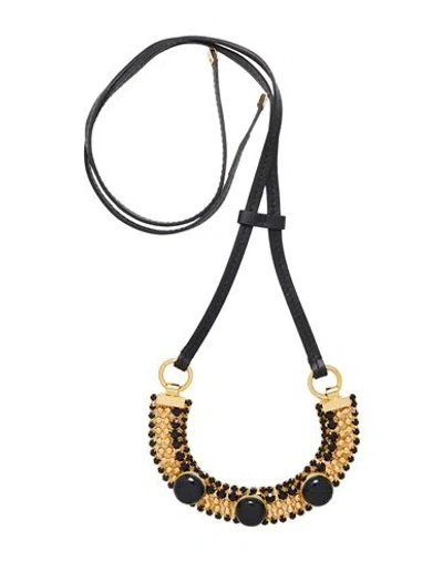 Marni Woman Necklace Black Size - Leather, Metal