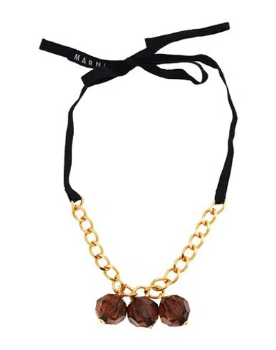 Marni Woman Necklace Brown Size - Textile Fibers, Metal