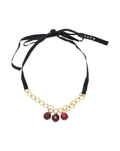 Marni Woman Necklace Burgundy Size - Textile Fibers, Metal