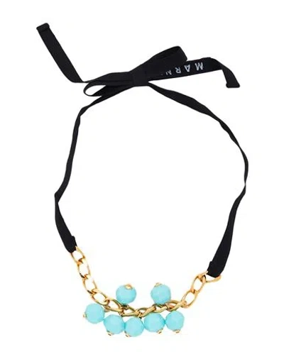 Marni Woman Necklace Sky Blue Size - Textile Fibers, Metal