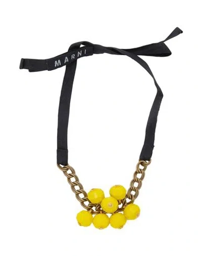 Marni Woman Necklace Yellow Size - Textile Fibers, Metal