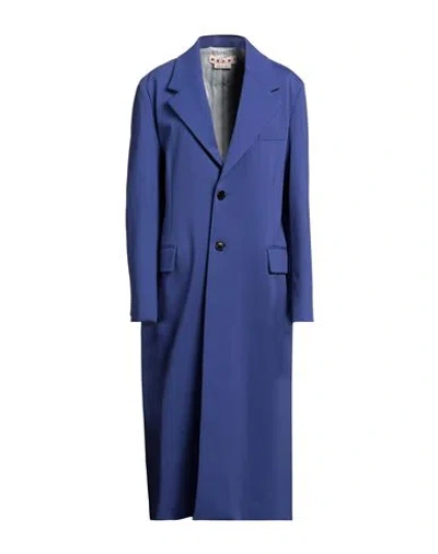 Marni Woman Overcoat & Trench Coat Bright Blue Size 6 Viscose, Polyamide, Elastane