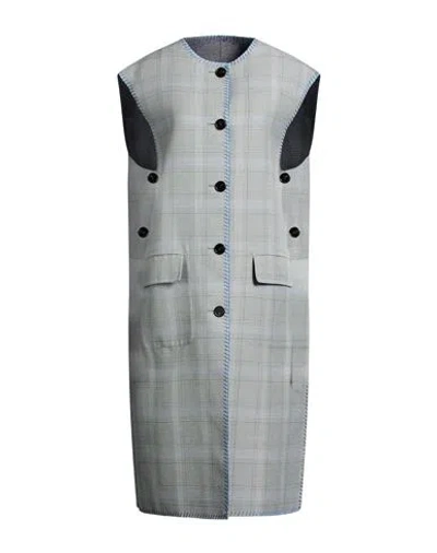 Marni Plaid Sleeveless Coat In Gray