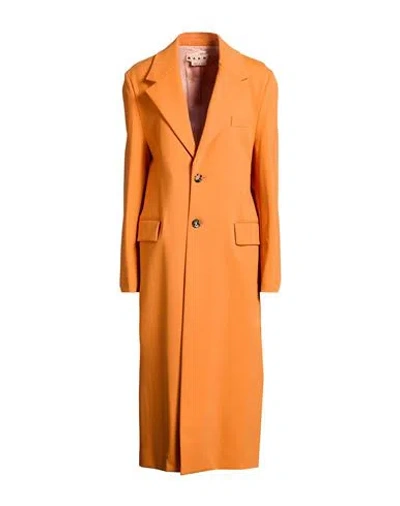 Marni Woman Overcoat & Trench Coat Orange Size 4 Viscose, Polyamide, Elastane