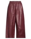 Marni Woman Pants Burgundy Size 8 Lambskin In Red