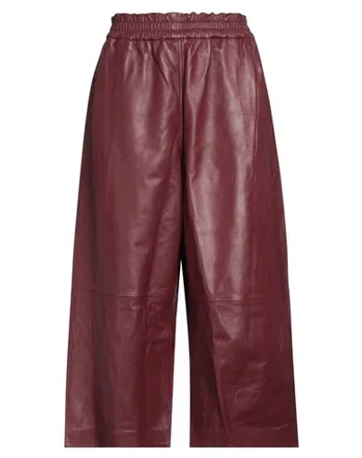Marni Woman Pants Burgundy Size 8 Lambskin In Red