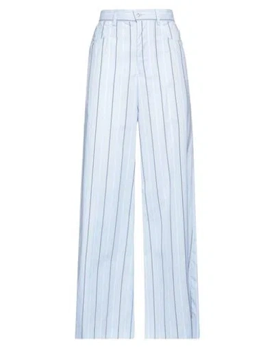 Marni Poplin Striped Wide Trousers In Blue