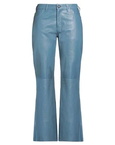 Marni Woman Pants Slate Blue Size 6 Goat Skin