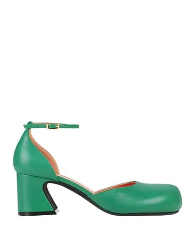 Marni Woman Pumps Green Size 7.5 Leather In Green