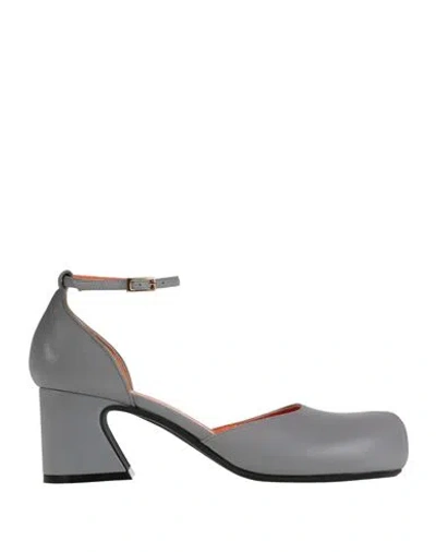 Marni Woman Pumps Grey Size 6 Leather In Gray