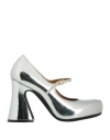 Marni Woman Pumps Silver Size 7 Leather In Silver