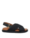 Marni Leather And Raffia Fussbett Sandals In Black