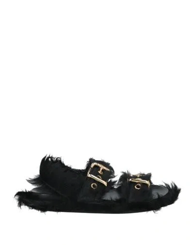 Marni Woman Sandals Black Size 7 Shearling
