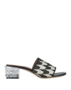 Marni Black & Off-white Jacquard Heeled Sandals In Multicolor