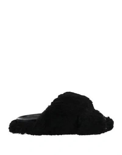 Marni 10mm Fussbett Crisscross Shearling Slide In Black