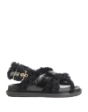 Marni Woman Sandals Black Size 8 Sheepskin In Black