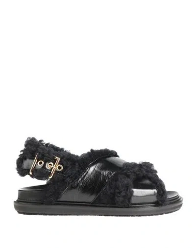 Marni Woman Sandals Black Size 8 Sheepskin
