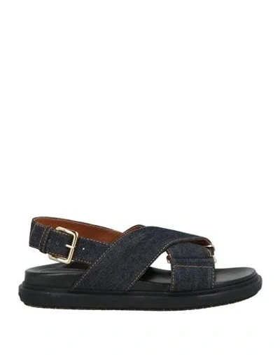 Marni Woman Sandals Blue Size 8 Textile Fibers