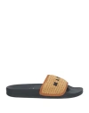 Marni Sliders In Woven Raffia In Leather