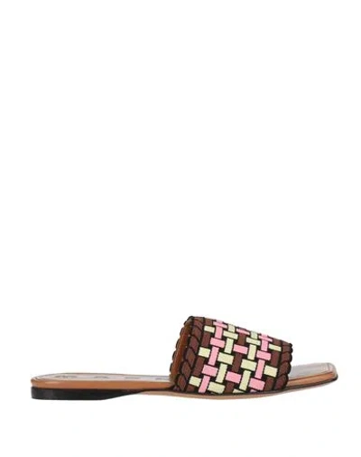 Marni Woman Sandals Chocolate Brown Size 8 Textile Fibers