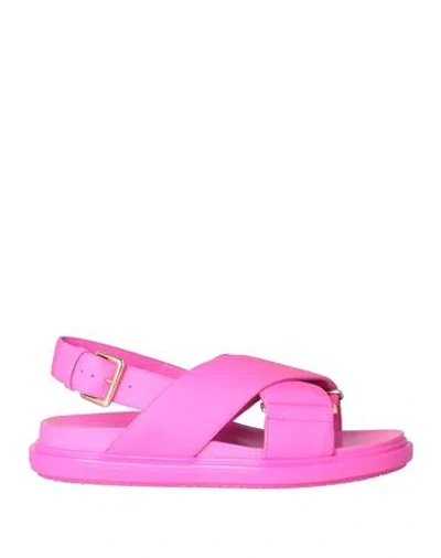 Marni Woman Sandals Fuchsia Size 6 Leather In Pink