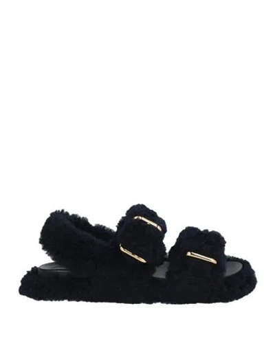 Marni Woman Sandals Midnight Blue Size 8 Shearling