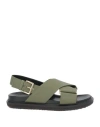 Marni Woman Sandals Military Green Size 6 Leather In Multi