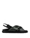 Marni Woman Sandals Military Green Size 6 Textile Fibers