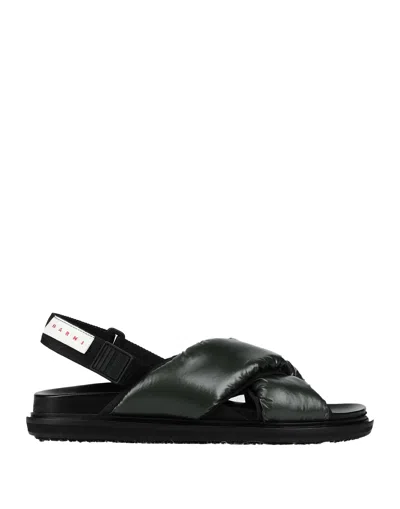 Marni Woman Sandals Military Green Size 6 Textile Fibers In Military Green