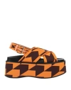 Marni Woman Sandals Orange Size 10 Textile Fibers In Orange