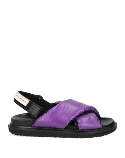 Marni Woman Sandals Purple Size 7 Textile Fibers