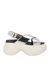 Marni Woman Sandals Silver Size 11 Leather In Silver
