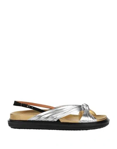 Marni Woman Sandals Silver Size 7 Leather