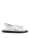 Marni Woman Sandals Sky Blue Size 11 Soft Leather