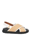 Marni Raffia And Leather Criss-cross Fussbett Sandal In White