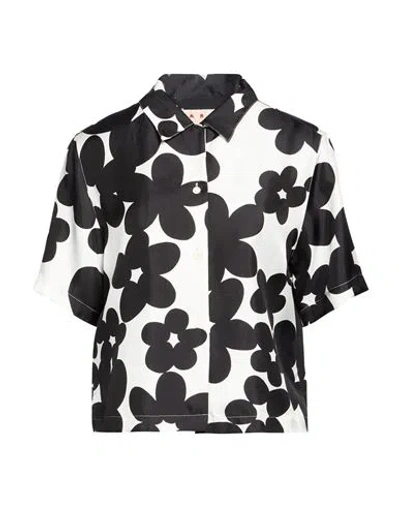 Marni Woman Shirt Black Size 4 Silk In Multi