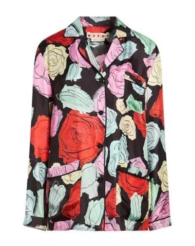Marni Woman Shirt Black Size 4 Silk In Multi