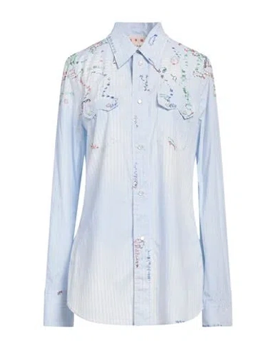 Marni Woman Shirt Sky Blue Size 8 Cotton