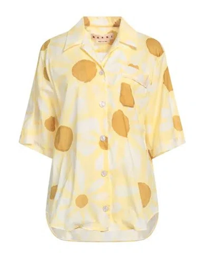 Marni Woman Shirt Yellow Size 8 Cotton, Silk