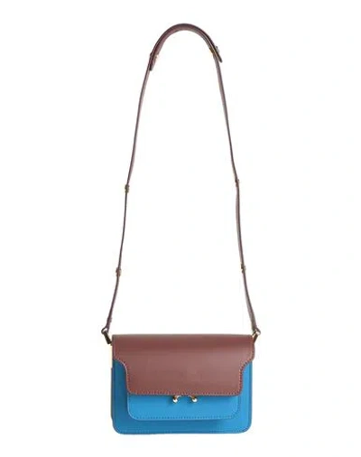 Marni Woman Cross-body Bag Azure Size - Calfskin, Brass In Blue