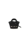 Marni Tropicalia Structured Shoulder Bag With Raffia Panels In Black