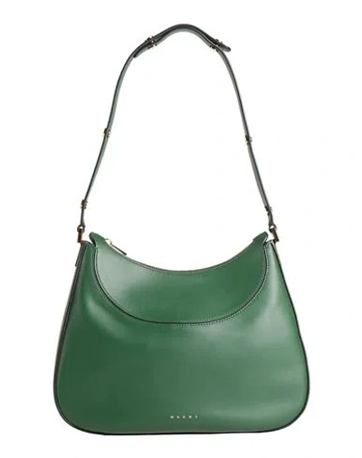 Marni Woman Shoulder Bag Green Size - Bovine Leather, Steel In Green