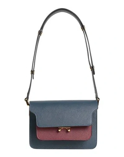 Marni Woman Shoulder Bag Midnight Blue Size - Calfskin, Brass