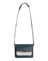 Marni Woman Shoulder Bag Navy Size - Calfskin, Brass In Navy Blue