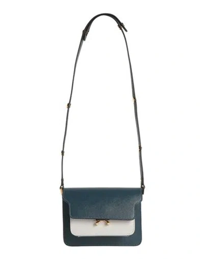 Marni Woman Shoulder Bag Navy Size - Calfskin, Brass In Navy Blue